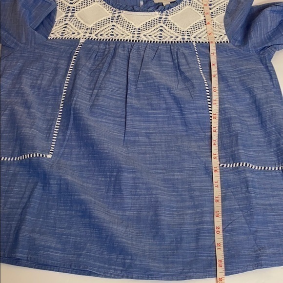 Loft Outlet Babydoll Blue Top with Lace - Picture 7 of 9